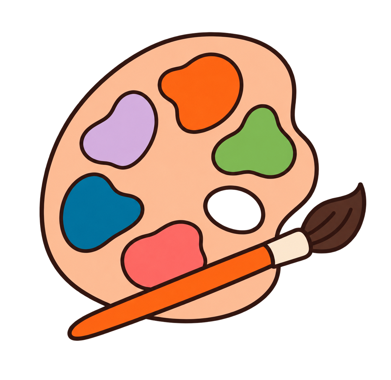 Paleta colorida e pincel